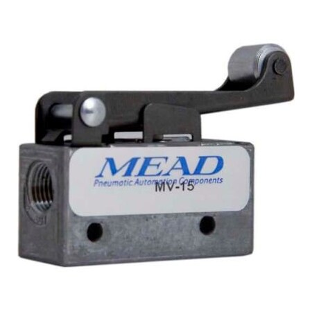 Bimba Mfg Co Bimba-Mead Air Valve, 3 Port, 2 Pos, Mechanical, 1/8" NPTF Port, Roller Leaf Actuator MV-15